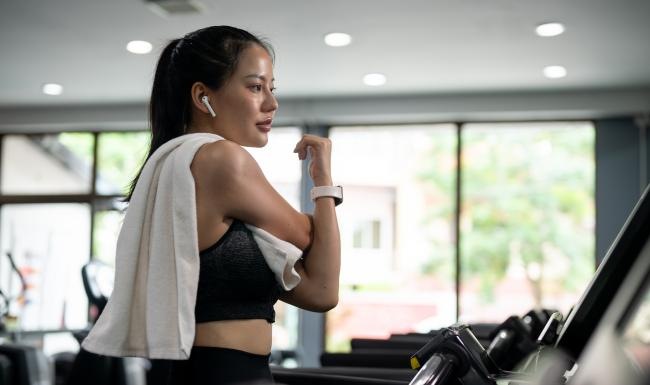 a woman working out in the gym