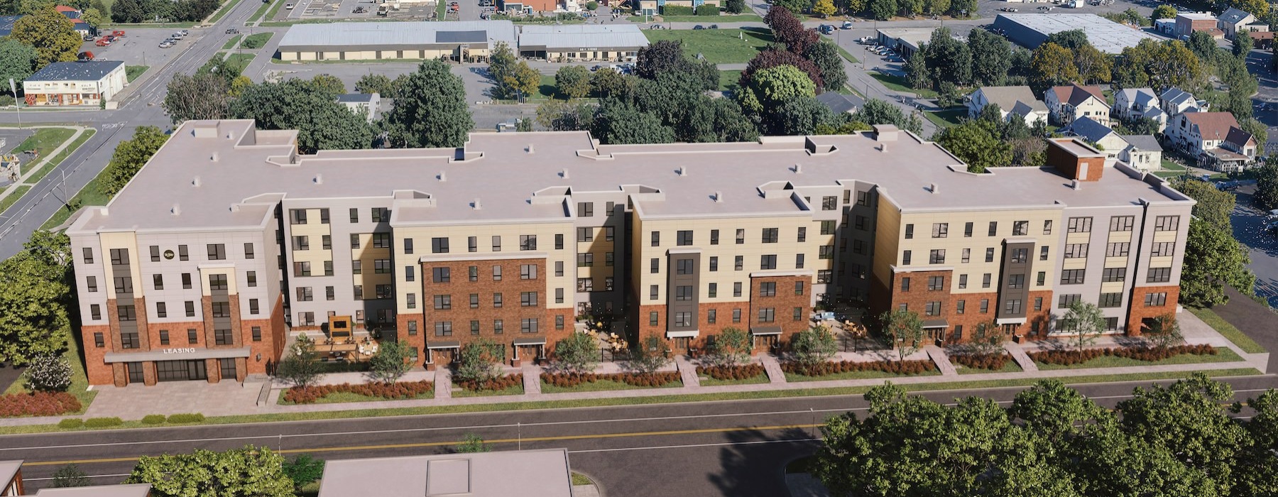 aerial view of a apartment complex