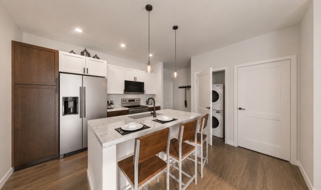 kitchen with white cabinets and stainless steel appliances