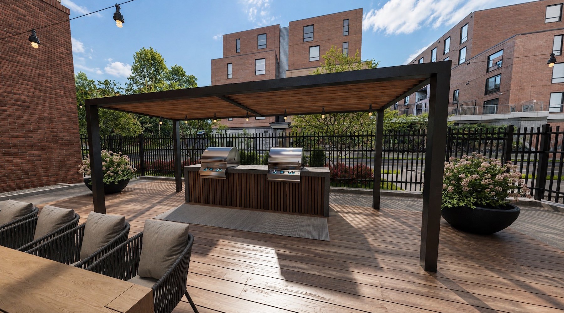outdoor patio with covered grilling area